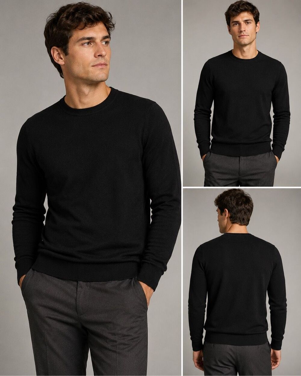 Joseph & Lyman Men’s Large Black 100% Merino Wool Crewneck Sweater Academia Soft